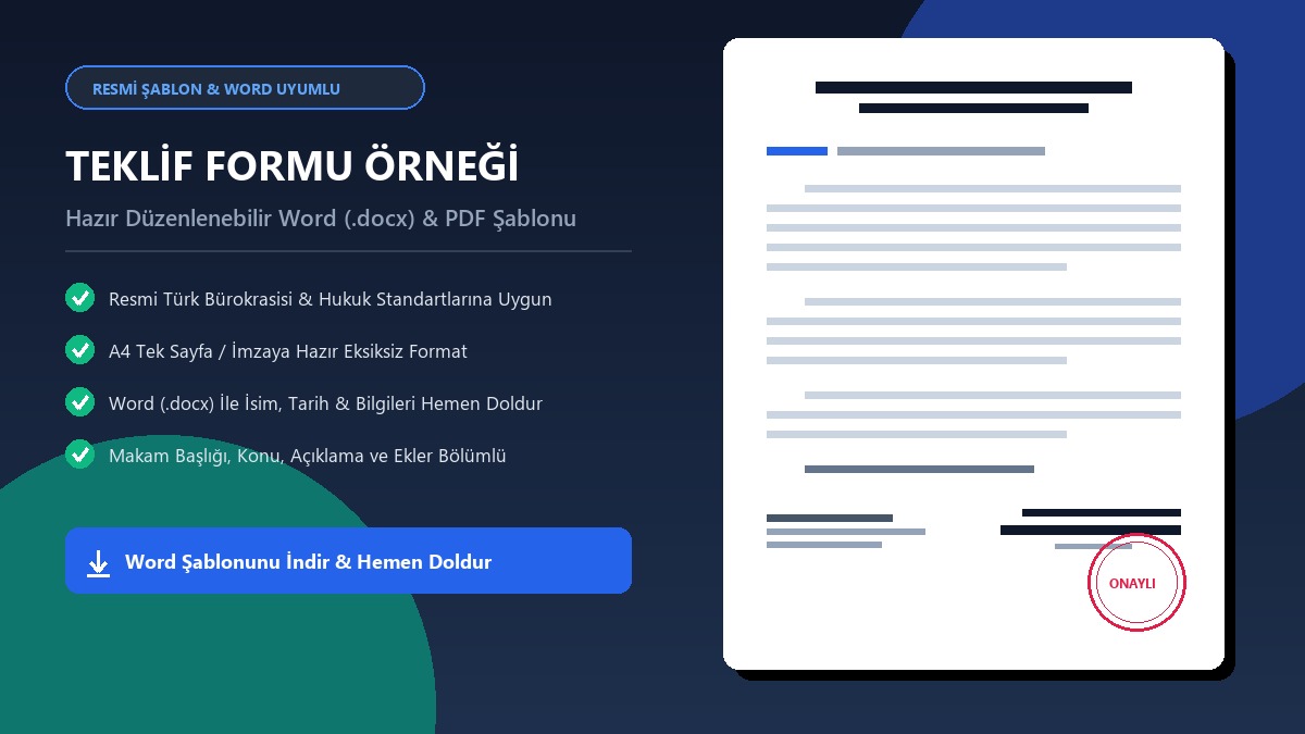 Teklif Formu Örneği Word Şablonunu İndir