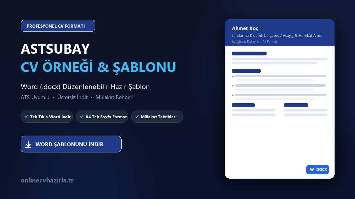 Astsubay CV Örneği Word Şablonunu İndir