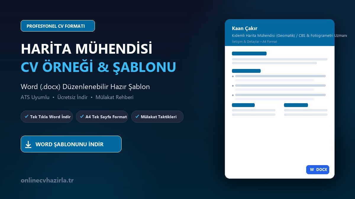 Harita Mühendisi CV Örneği Word Şablonunu İndir