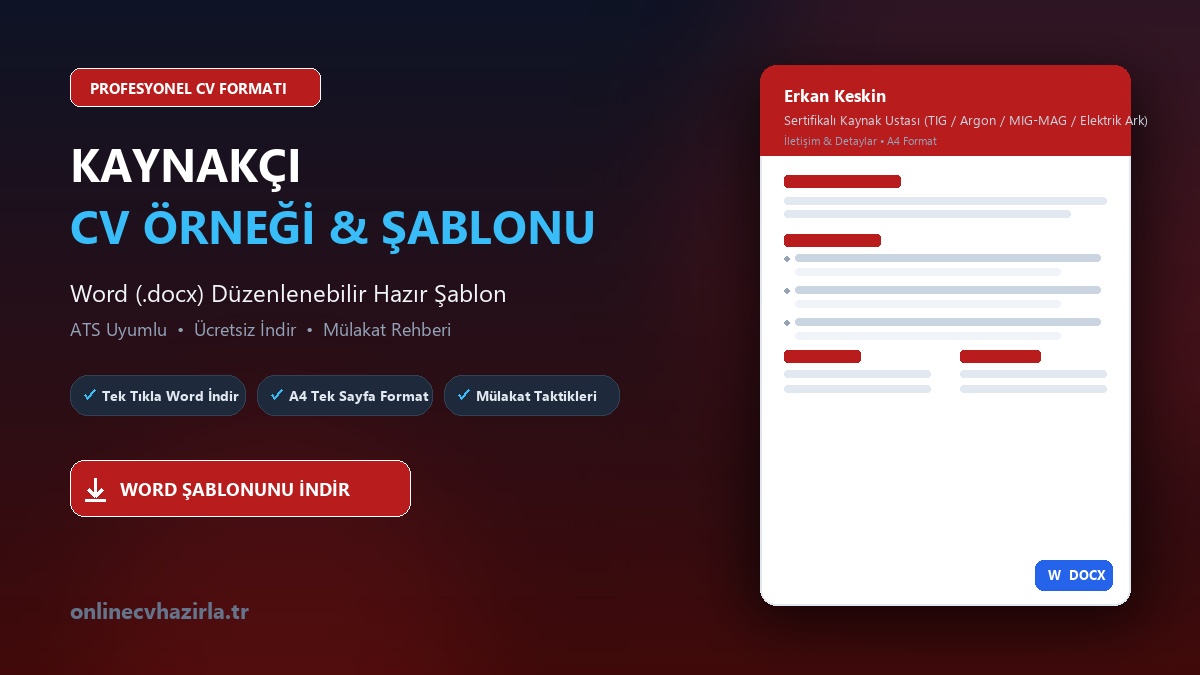 Kaynakçı CV Örneği Word Şablonunu İndir