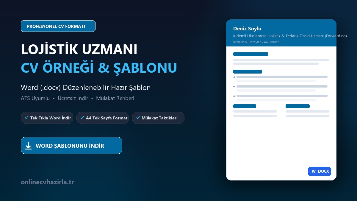 Lojistik Uzmanı CV Örneği Word Şablonunu İndir