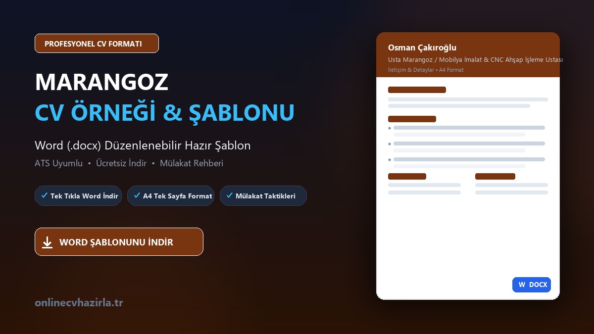 Marangoz CV Örneği Word Şablonunu İndir