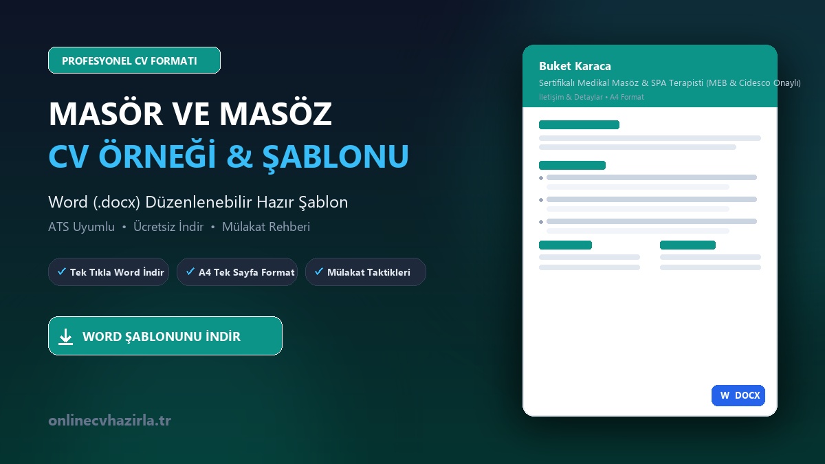 Masör ve Masöz CV Örneği Word Şablonunu İndir