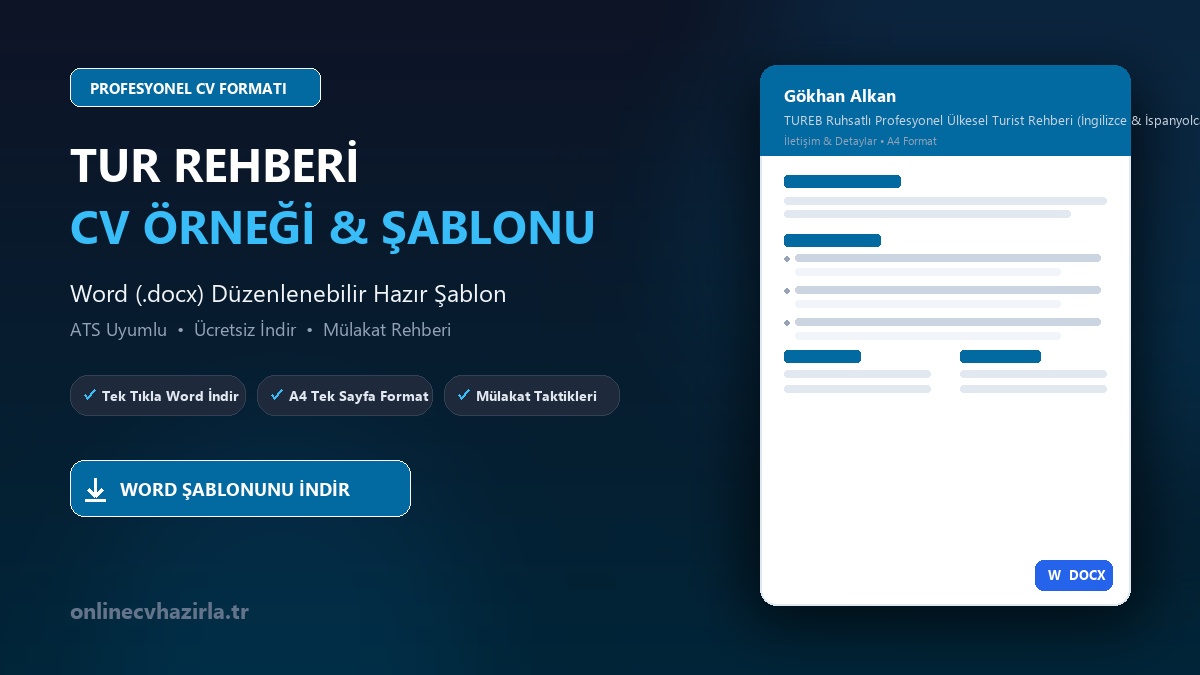Tur Rehberi CV Örneği Word Şablonunu İndir