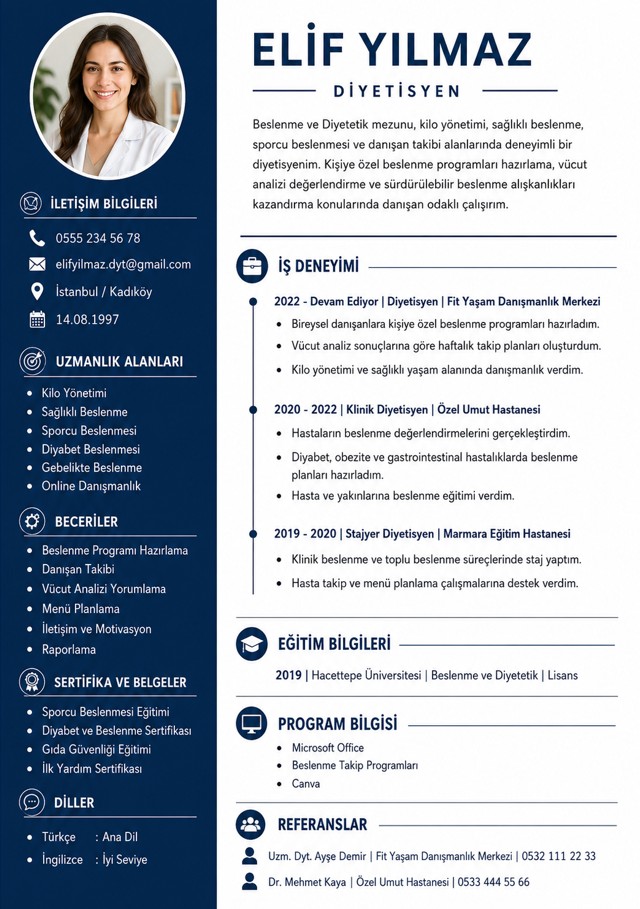 Diyetisyen CV Örneği