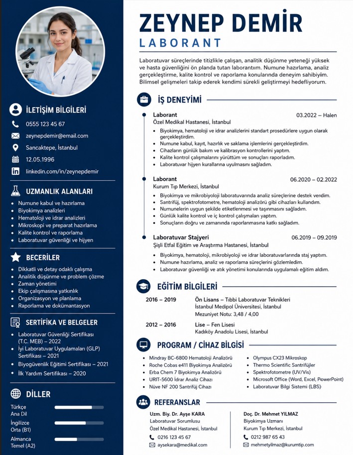 Laborant CV Örneği