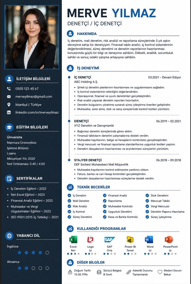 Denetçi Cv Örneği