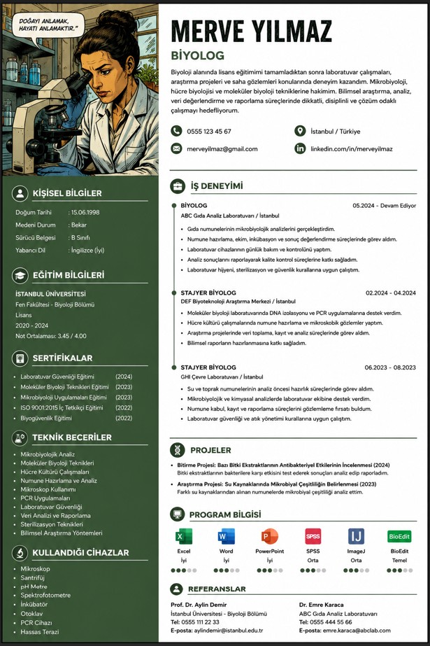 Biyolog Cv Örneği
