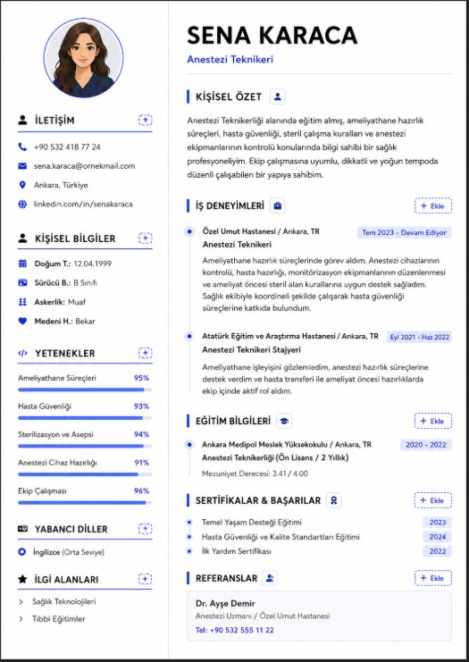 Anestezi Teknikeri Cv Örneği