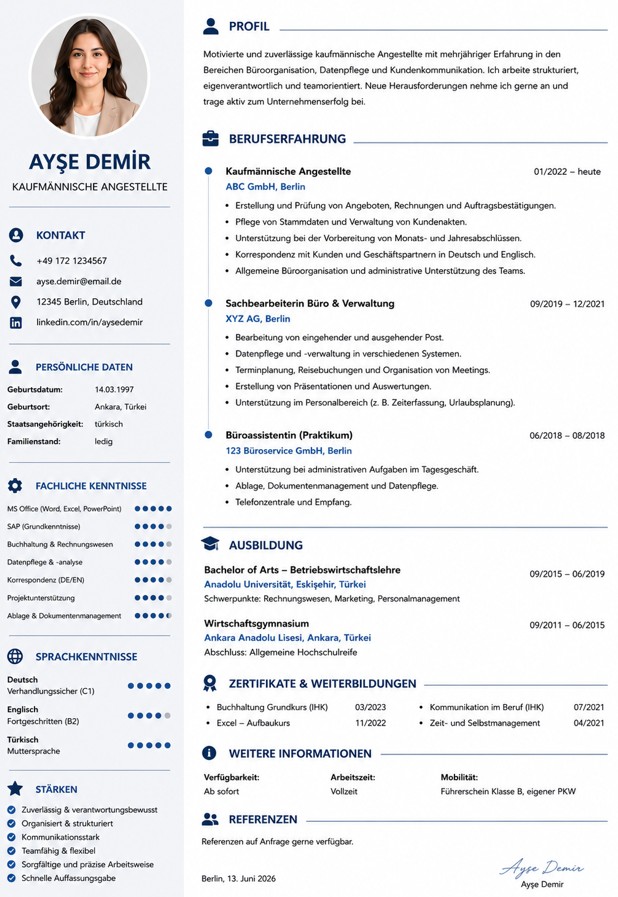 Almanca CV örnek
