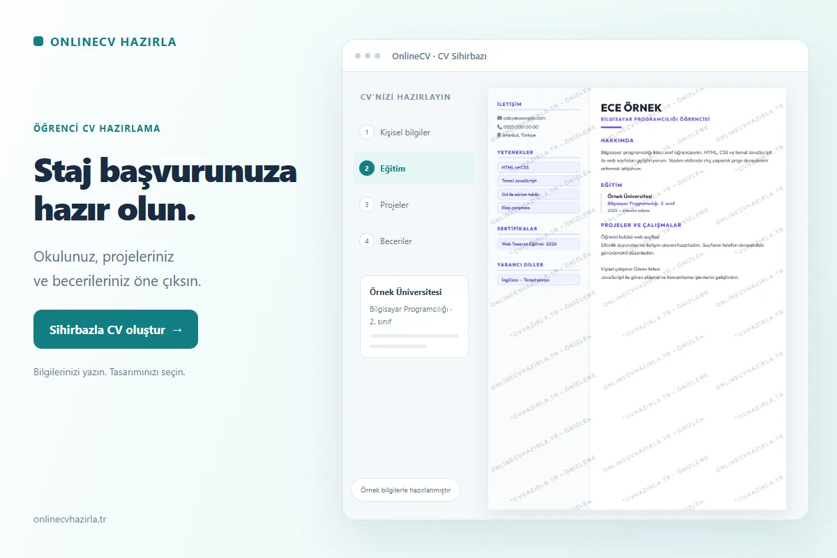 Öğrenci CV Hazırlama: Staj Başvurusu İçin CV Oluşturun