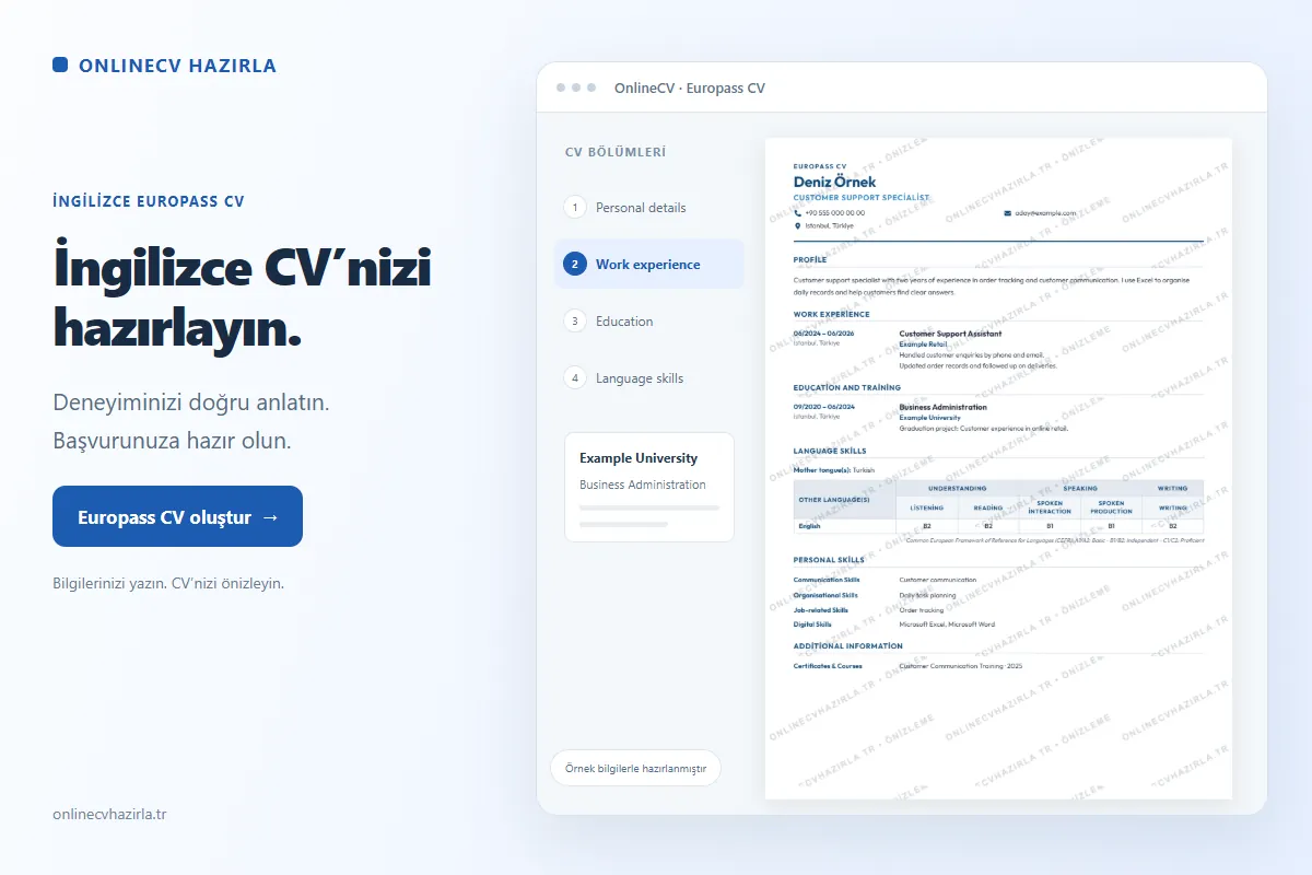 İngilizce Europass CV Hazırlama: Örneklerle CV’nizi Oluşturun